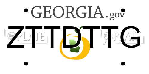 ZTTDTTG Georgia License Plate