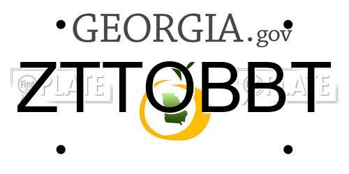 ZTTOBBT Georgia License Plate
