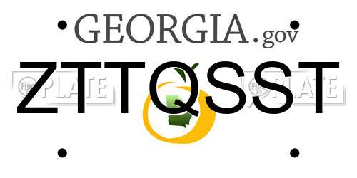 ZTTQSST Georgia License Plate