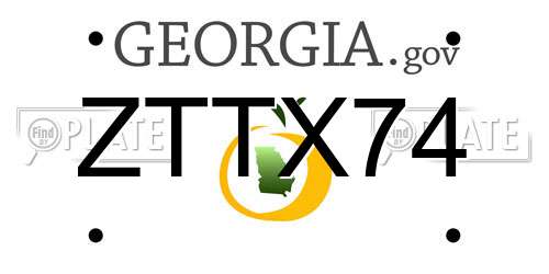 ZTTX74 Georgia License Plate