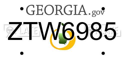 ZTW6985 Georgia License Plate