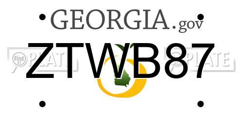 ZTWB87 Georgia License Plate