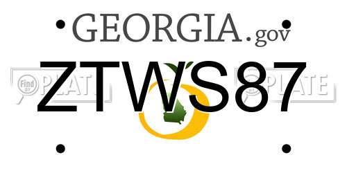 ZTWS87 Georgia License Plate
