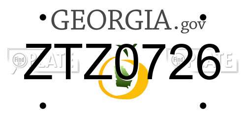 ZTZ0726 Georgia License Plate