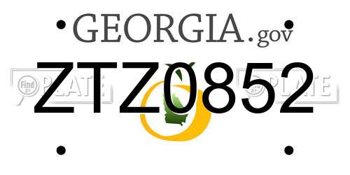 ZTZ0852 Georgia License Plate