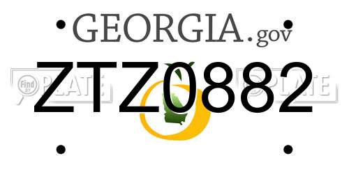 ZTZ0882 Georgia License Plate