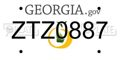 ZTZ0887 Georgia License Plate