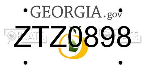 ZTZ0898 Georgia License Plate