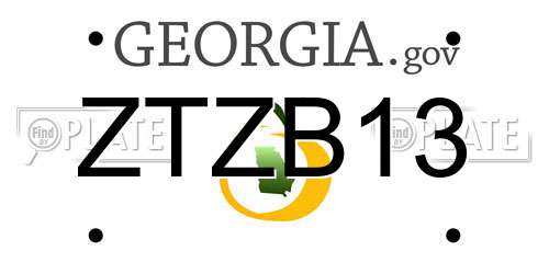 ZTZB13 Georgia License Plate