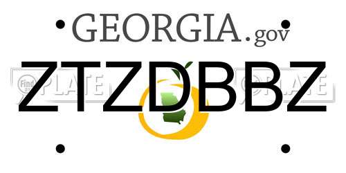 ZTZDBBZ Georgia License Plate