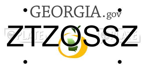 ZTZOSSZ Georgia License Plate
