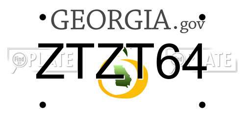 ZTZT64 Georgia License Plate