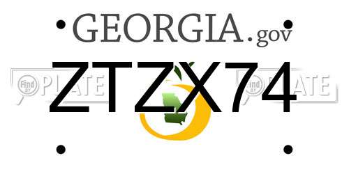 ZTZX74 Georgia License Plate