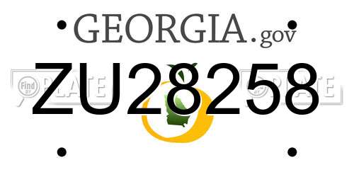 ZU28258 Georgia License Plate