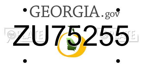 ZU75255 Georgia License Plate