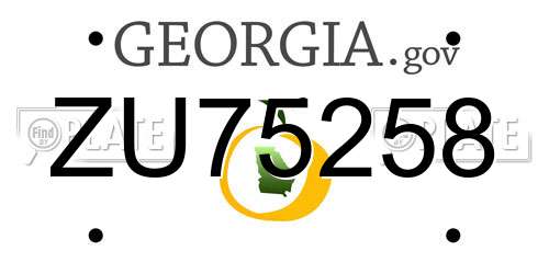 ZU75258 Georgia License Plate