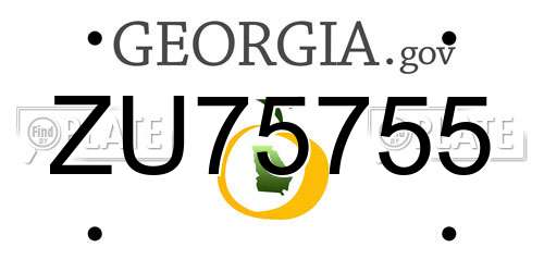 ZU75755 Georgia License Plate