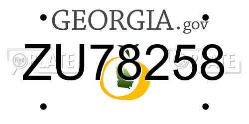 ZU78258 Georgia License Plate