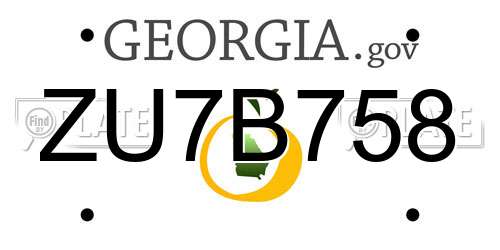 ZU7B758 Georgia License Plate