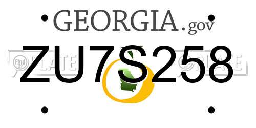 ZU7S258 Georgia License Plate
