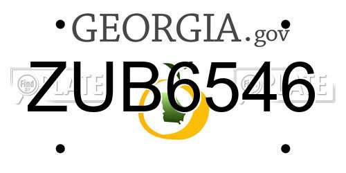 ZUB6546 Georgia License Plate
