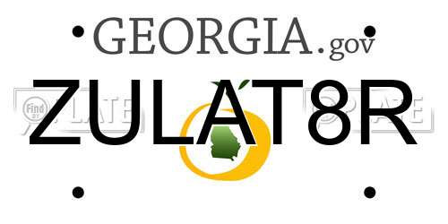 ZULAT8R Georgia License Plate