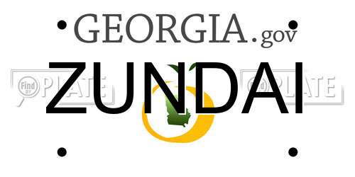 ZUNDAI Georgia License Plate
