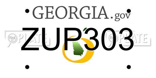 ZUP303 Georgia License Plate