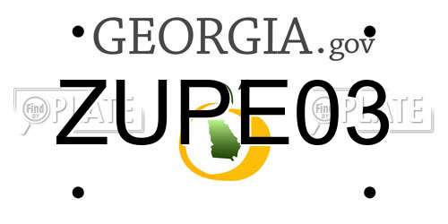 ZUPE03 Georgia License Plate