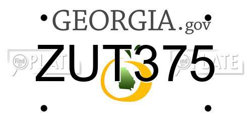 ZUT375 Georgia License Plate