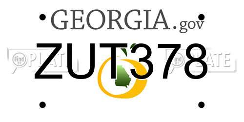 ZUT378 Georgia License Plate