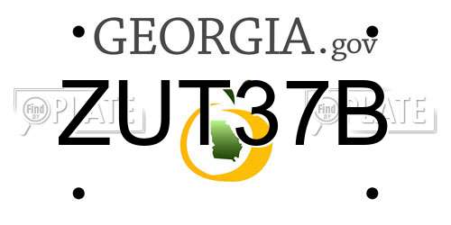 ZUT37B Georgia License Plate