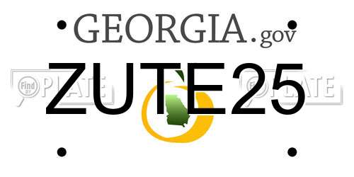 ZUTE25 Georgia License Plate