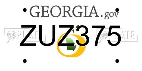 ZUZ375 Georgia License Plate