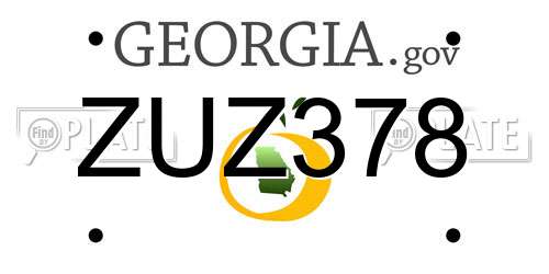 ZUZ378 Georgia License Plate