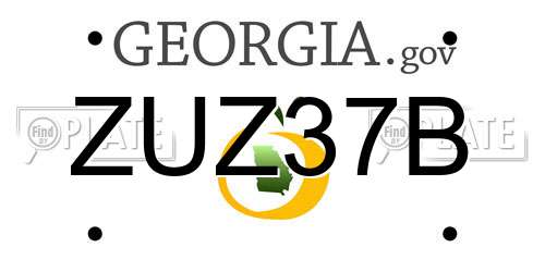 ZUZ37B Georgia License Plate