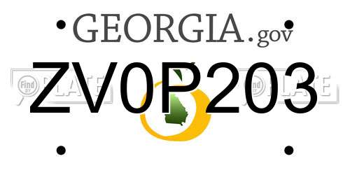 ZV0P203 Georgia License Plate