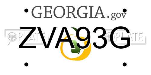 ZVA93G Georgia License Plate