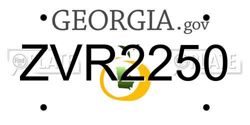 ZVR2250 Georgia License Plate