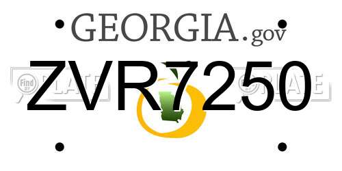ZVR7250 Georgia License Plate