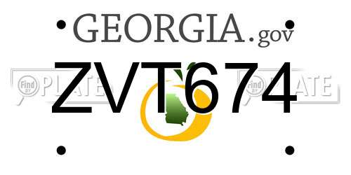 ZVT674 Georgia License Plate