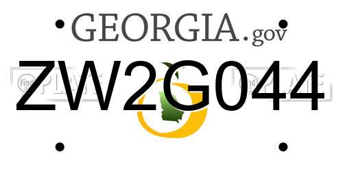 ZW2G044 Georgia License Plate