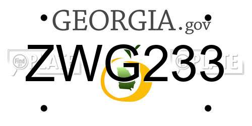 ZWG233 Georgia License Plate
