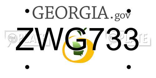 ZWG733 Georgia License Plate