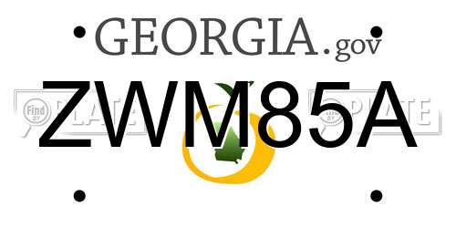ZWM85A Georgia License Plate