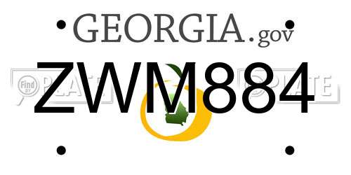 ZWM884 Georgia License Plate