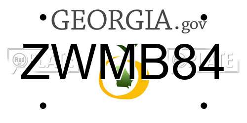 ZWMB84 Georgia License Plate