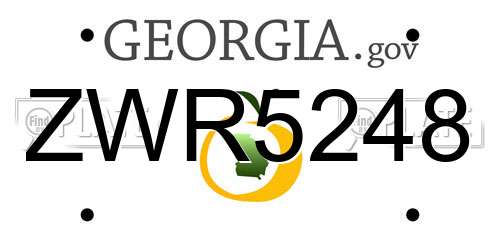 ZWR5248 Georgia License Plate