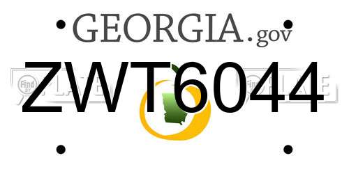 ZWT6044 Georgia License Plate