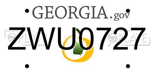 ZWU0727 Georgia License Plate